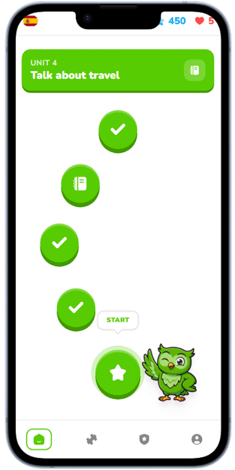 Language learning app screen generated with Dezyn