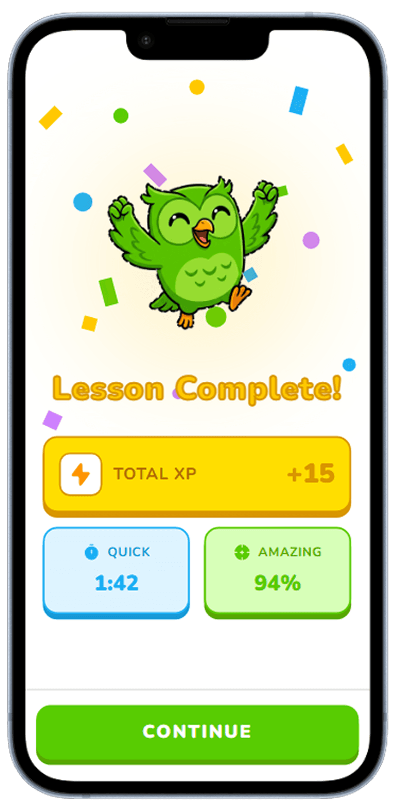 Language learning app screen generated with Dezyn