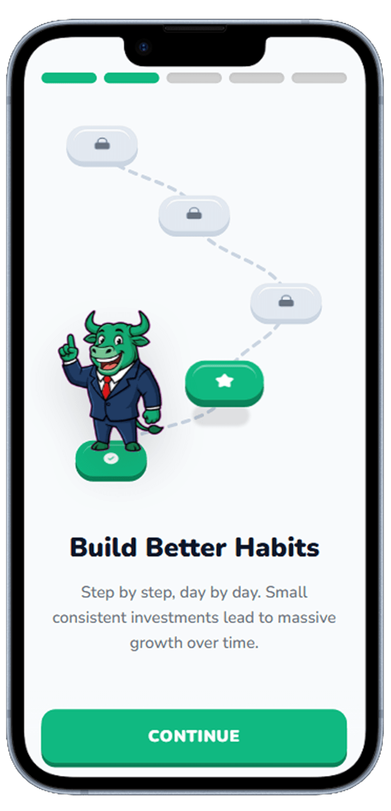 Stock learning app onboarding screen generated with Dezyn