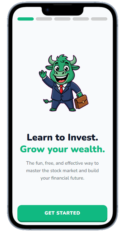 Stock learning app onboarding screen generated with Dezyn