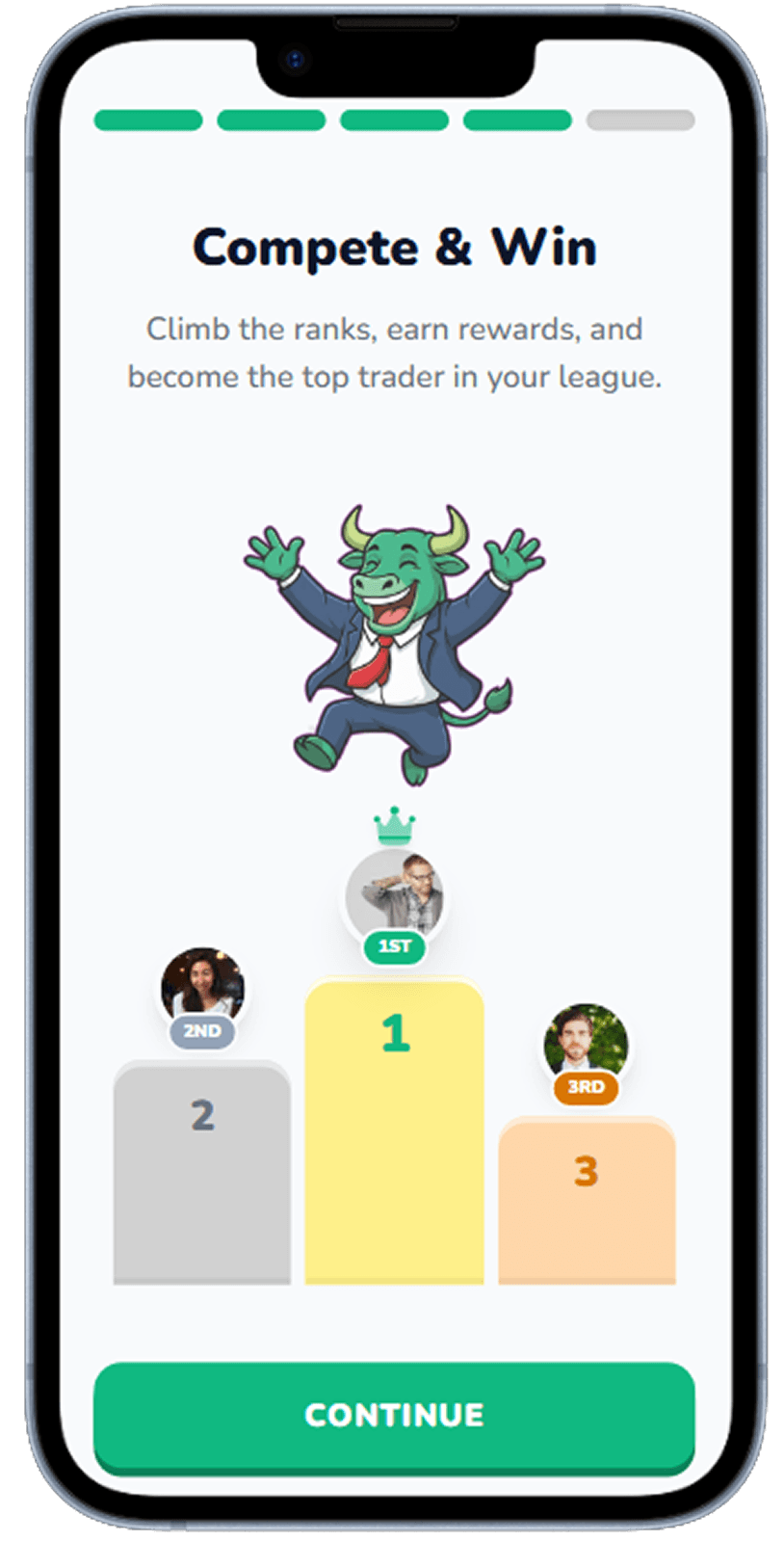 Stock learning app onboarding screen generated with Dezyn