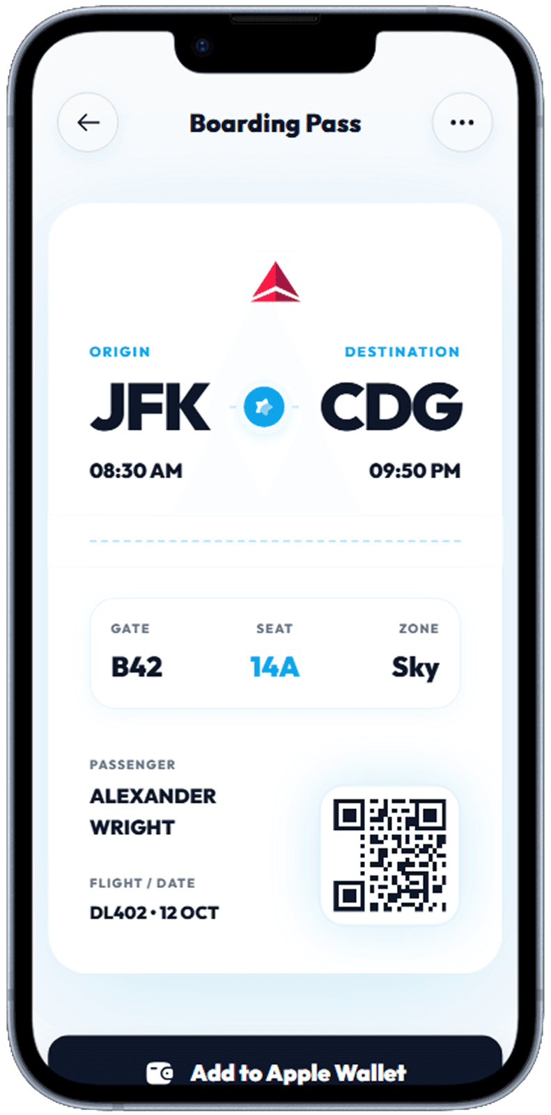 Travel booking app screen generated with Dezyn