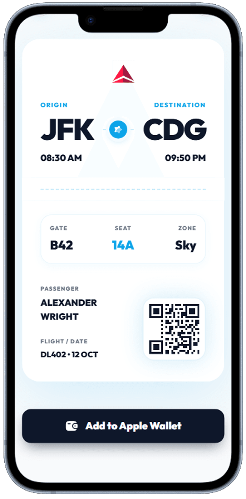 Travel booking app screen generated with Dezyn
