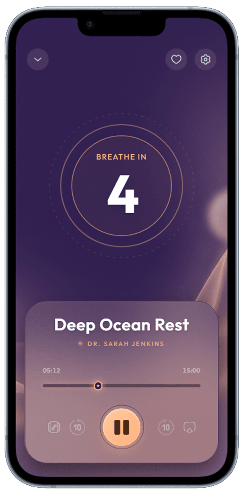 Wellness and meditation app screen generated with Dezyn