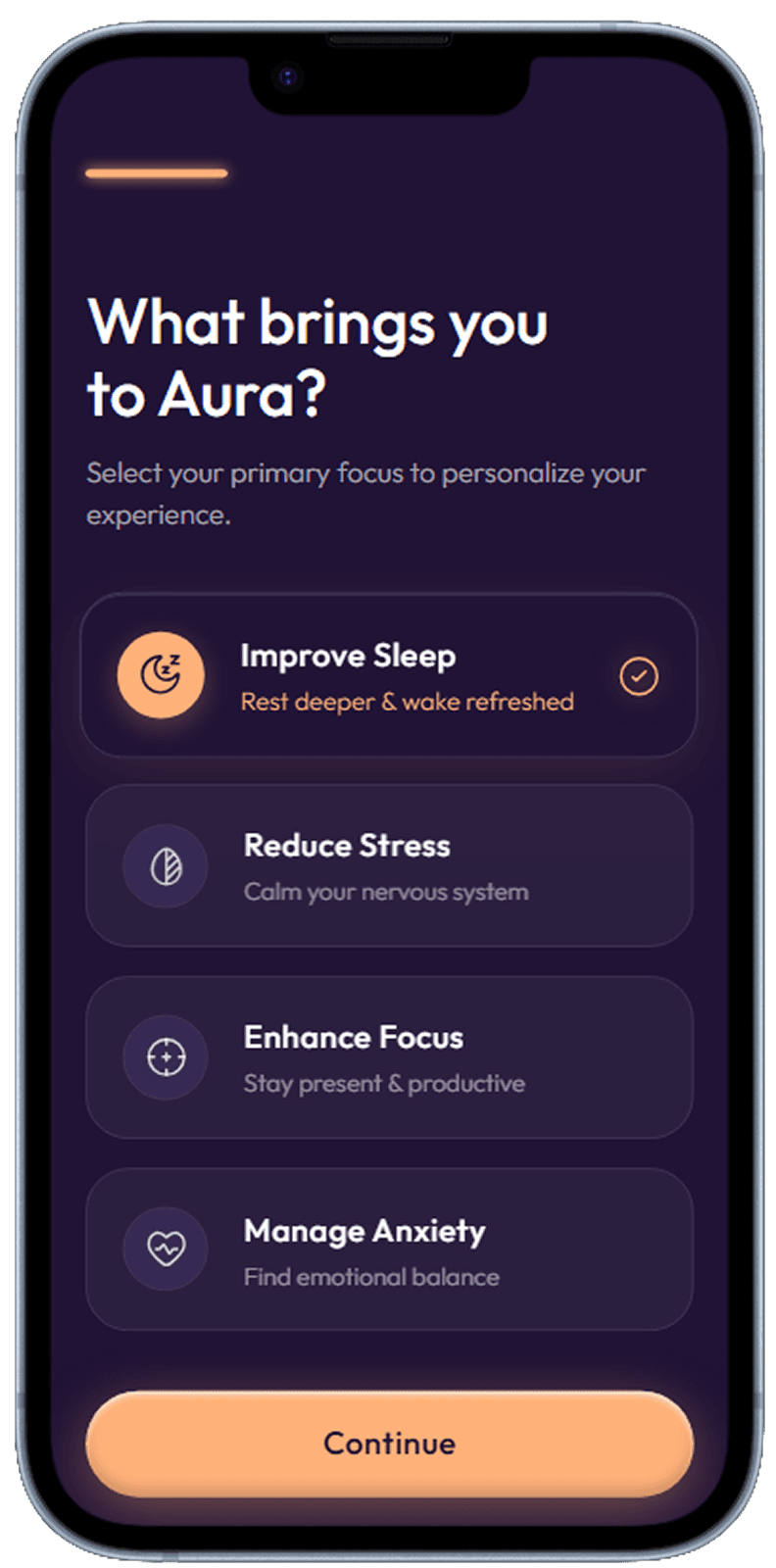 Wellness and meditation app screen generated with Dezyn