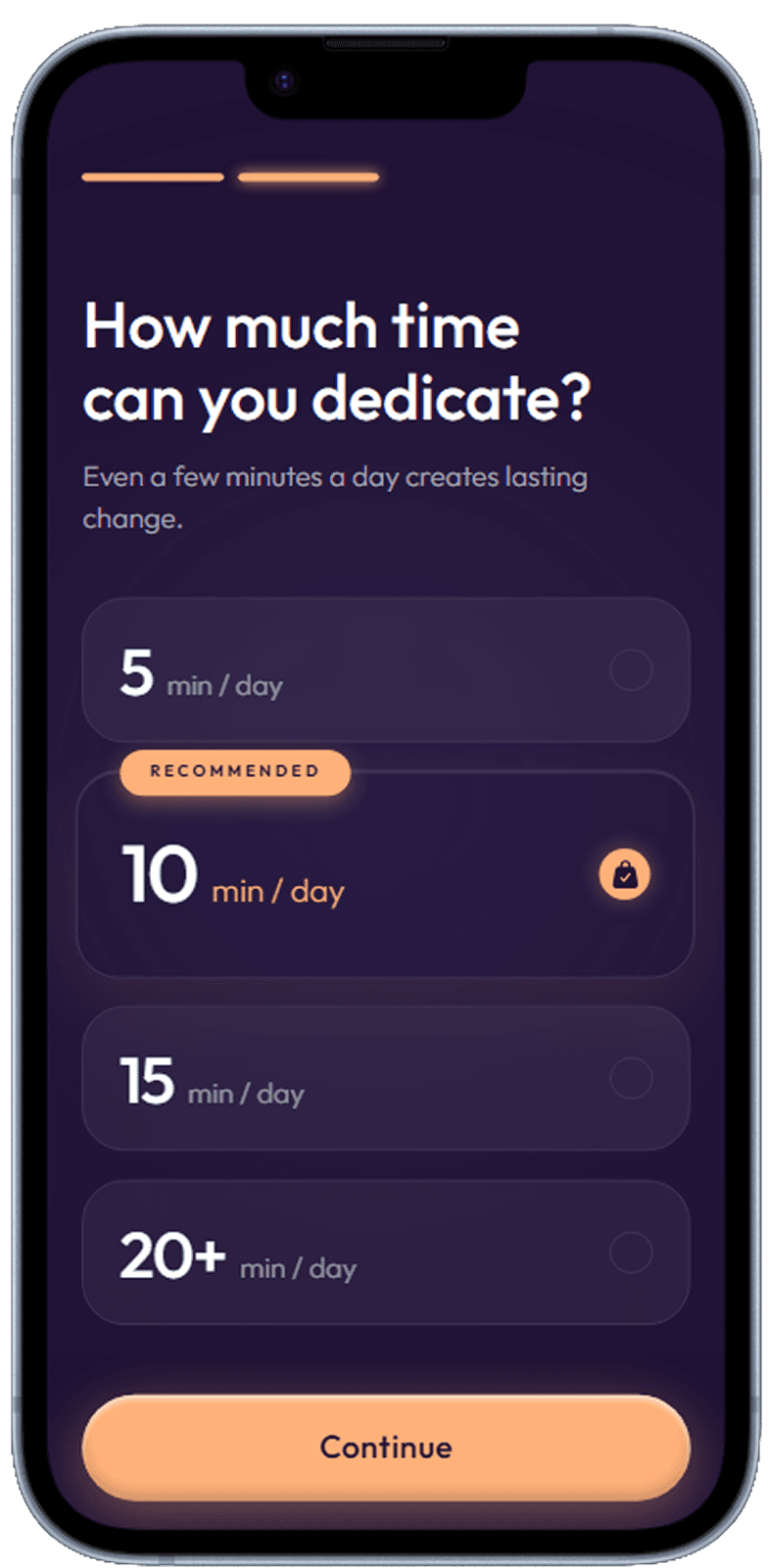 Wellness and meditation app screen generated with Dezyn